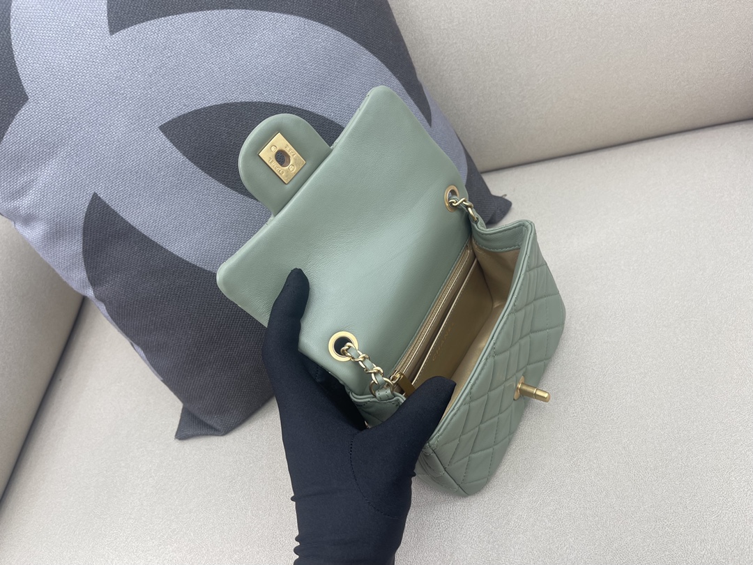 Mini Classic Flap Lambskin Bag AS1786 Jade Green/Gold